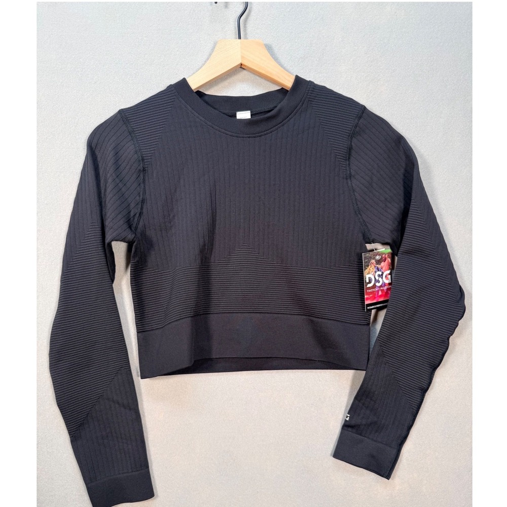 DSG Twitch Allison Womens Seamless Athletic Long Sleeve Crop Pure Black Small
